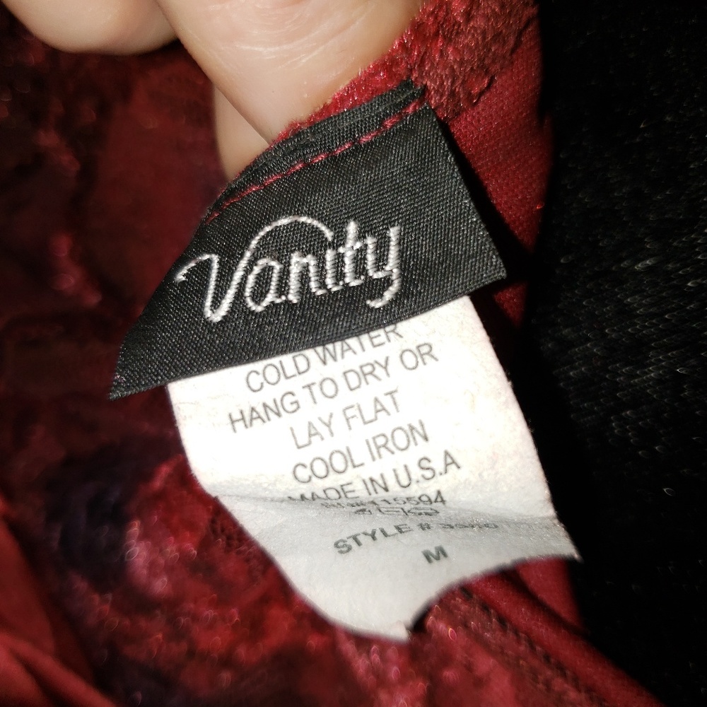 Red /black lace detail strapless top w/tieback - Picture 3 of 3